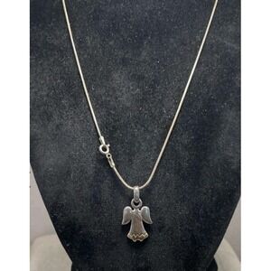 925 Sterling Silver Angel Pendant Necklace Italy Snake Chain 18" Thailand 6.2g